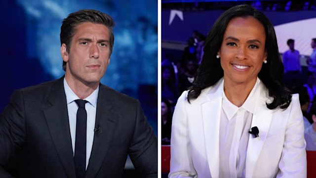 Split image of ABC anchors David Muir and Linsey Davis