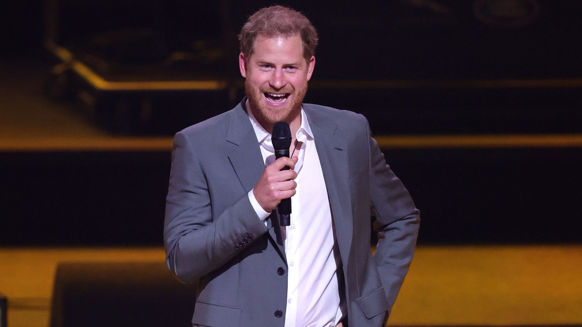 Prince Harry on stage at the Invictus Games The Hague