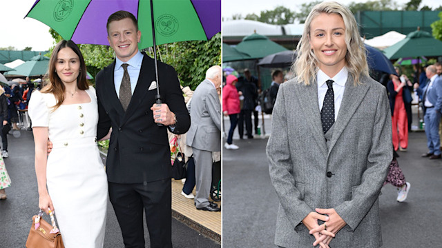 A split image of Holly Ramsay and Adam Peaty and Leah Williamson