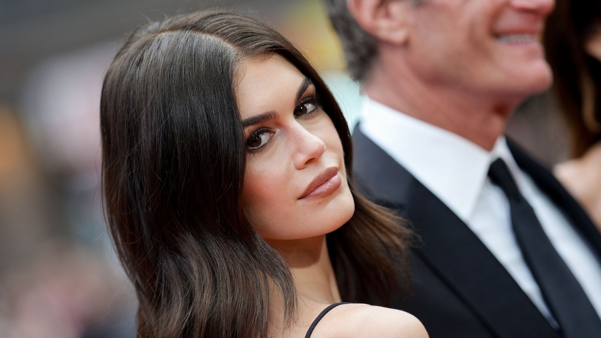 a close up photo of Kaia Gerber at the "Good Night, and Good Luck," Opening Night on April