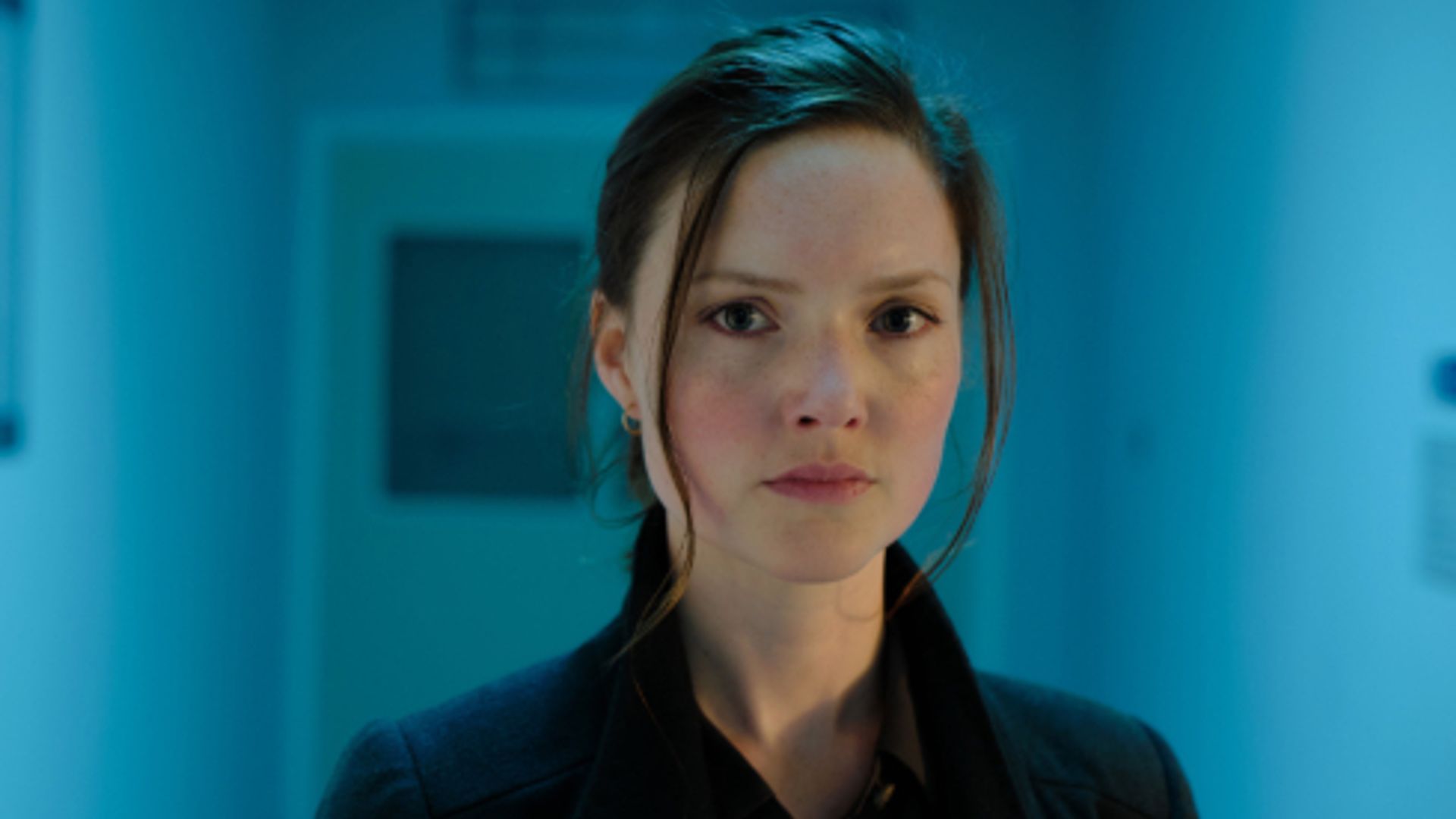 close up of woman in corridor