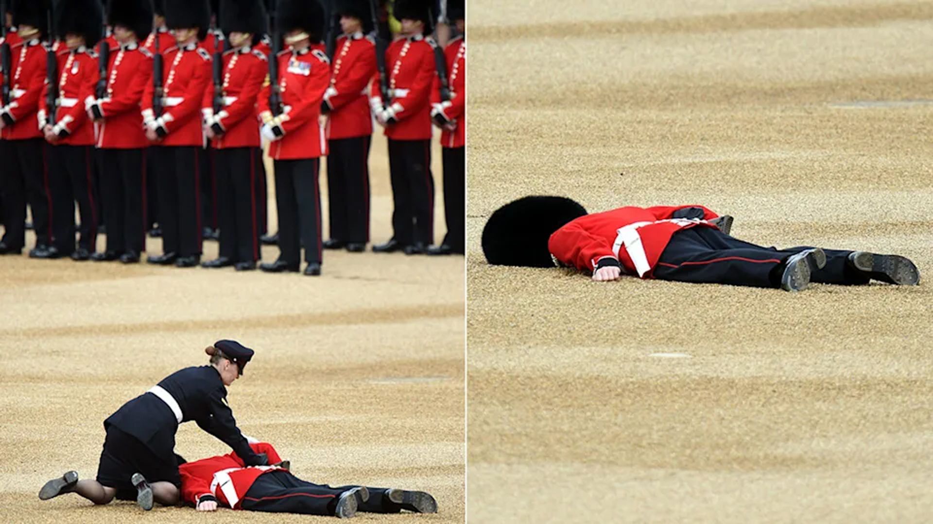 King's guards fainting