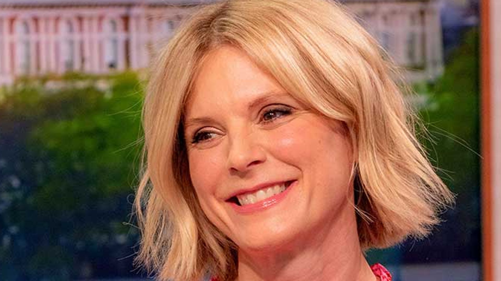 Emilia Fox wearing pink floral dress