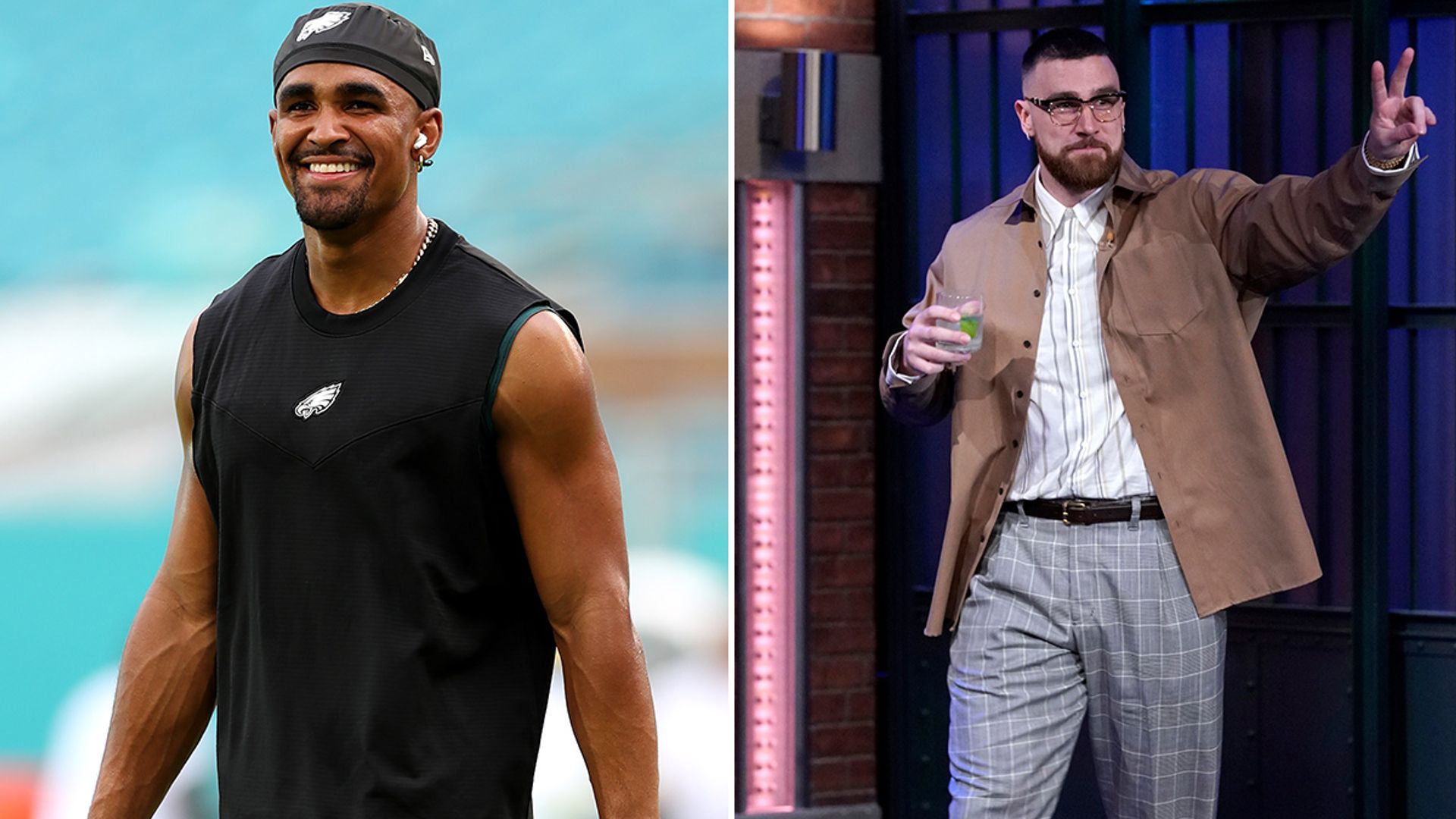 Travis Kelce and Stone Cold Jones are IN THE BUILDING 🎥: @nfl