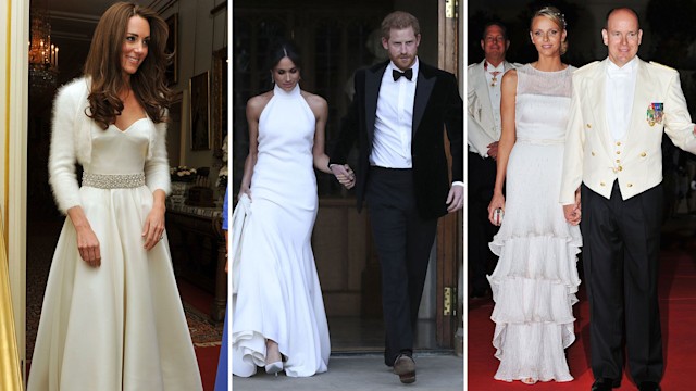 kate, meghan and harry, charlene and albert on wedding day  