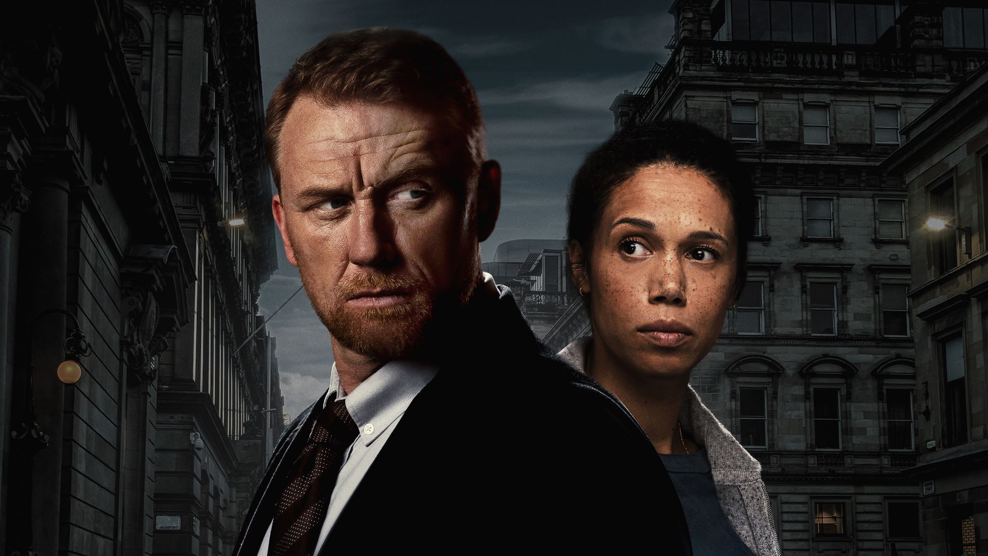 Kevin McKidd as Chris O'Neill and Vinette Robinson as Michelle O'Neill in Six Four