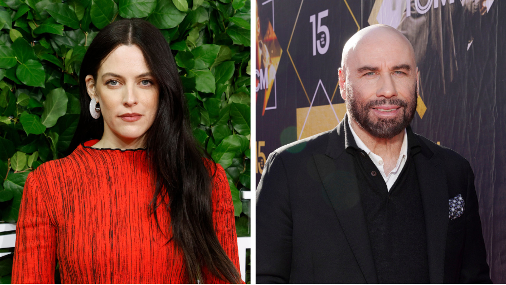 John Travolta Riley Keough split image