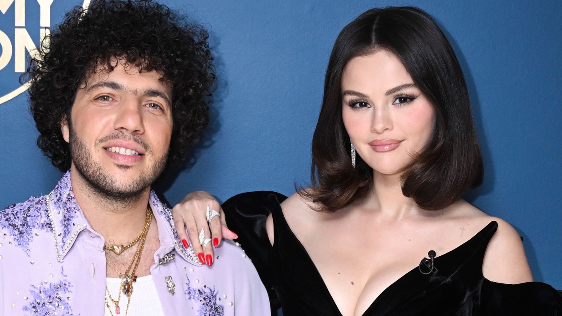 Benny Blanco & Selena Gomez pose together backstage on Thursday, March 20, 2025 