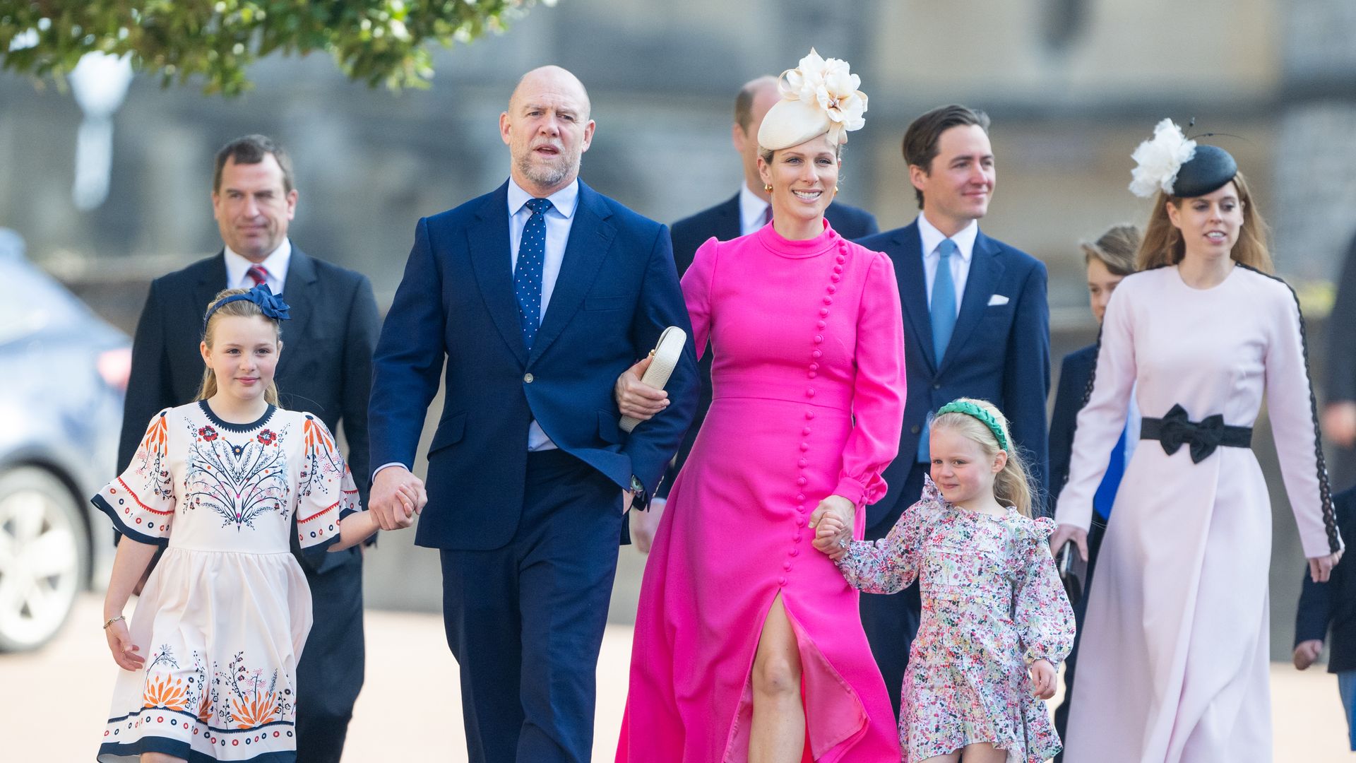 Mike and Zara Tindall attend Easter Sunday church service with daughters, Mia and Lena
