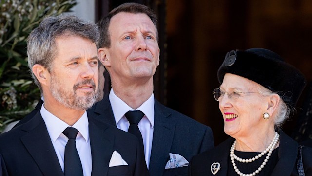 Queen Margrethe of Denmark, Crown Prince Frederik of Denmark and Prince Joachim of Denmark