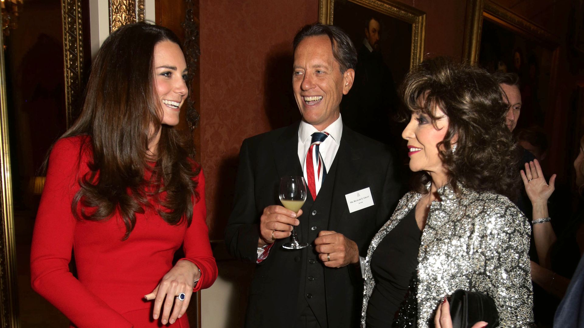 Kate Middleton with Joan Collins and Richard E. Grant