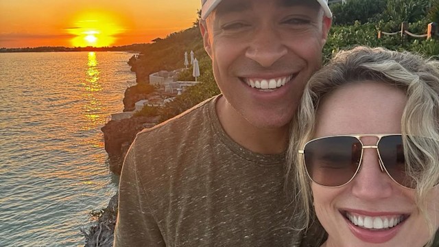 Amy Robach and T.J. Holmes pose for a selfie taken at Rock House at Turks & Caicos, shared on Instagram