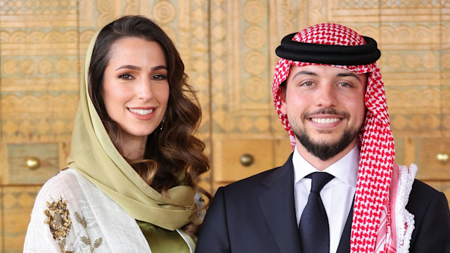 Crown Prince Hussein and fiancee Rajwa on their engagement