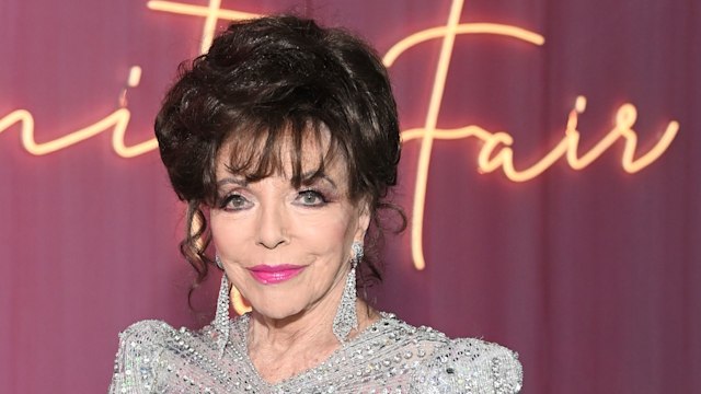 Joan Collins in a silver dress