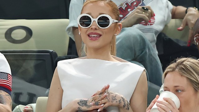  Ariana Grande attends the Artistic Gymnastics Women's Qualification on day two of the Olympic Games Paris 2024 at Bercy Arena on July 28, 2024 in Paris, France.