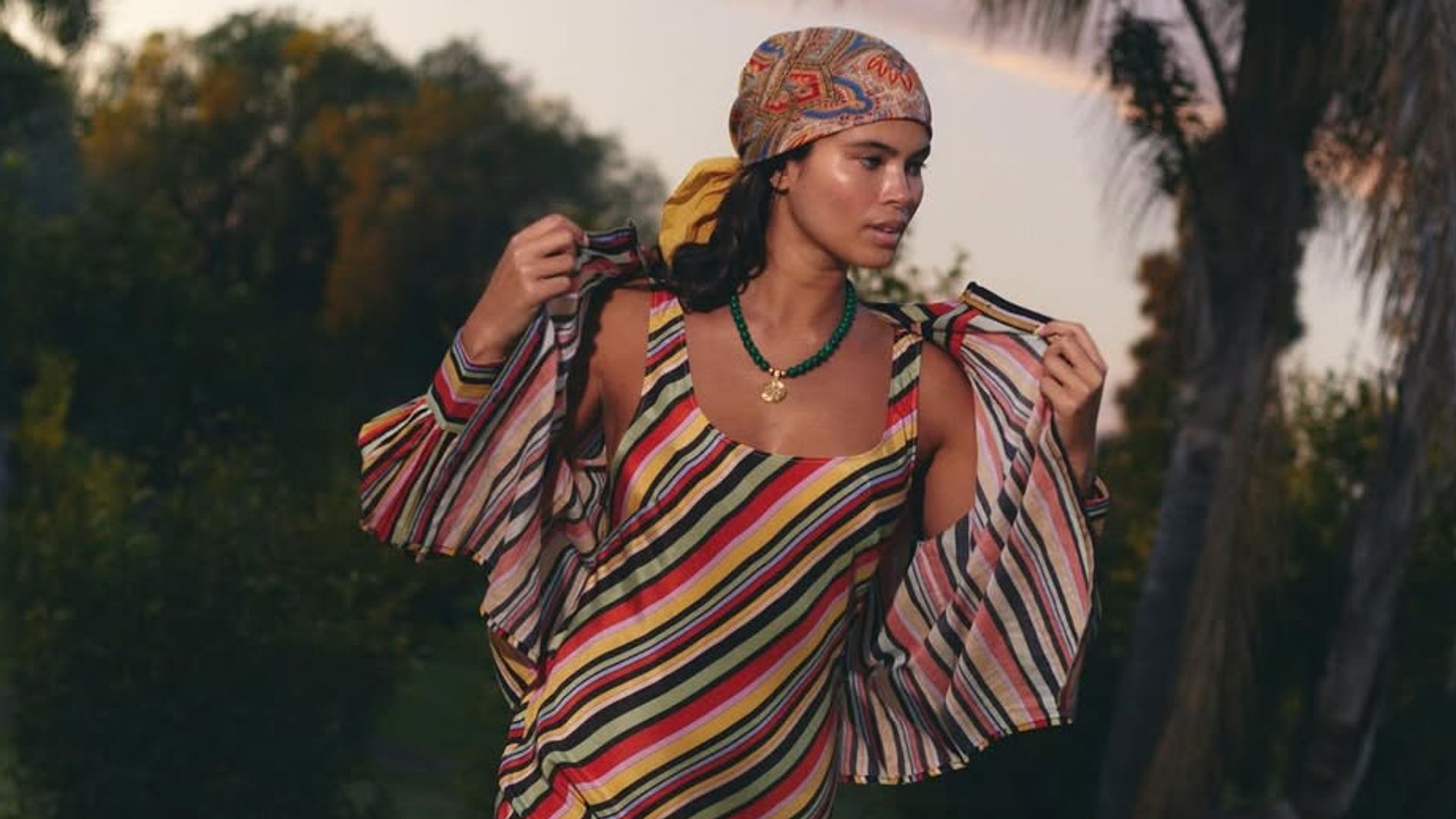  model in rixo striped dress