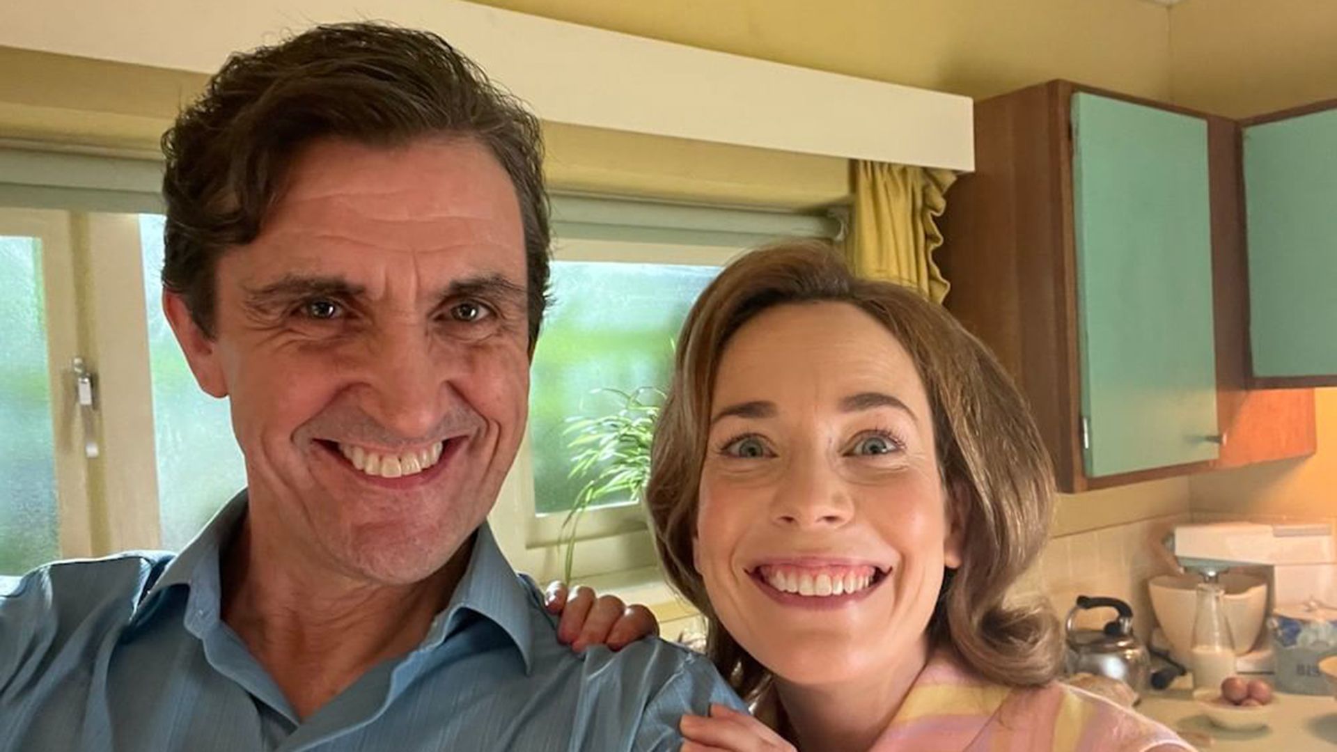 Call The Midwife stars Stephen McGann and Laura Main selfie on set 