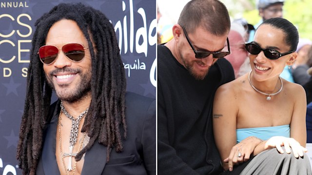 A split image of Lenny Kravitz and Zoe Kravitz and Channing Tatum