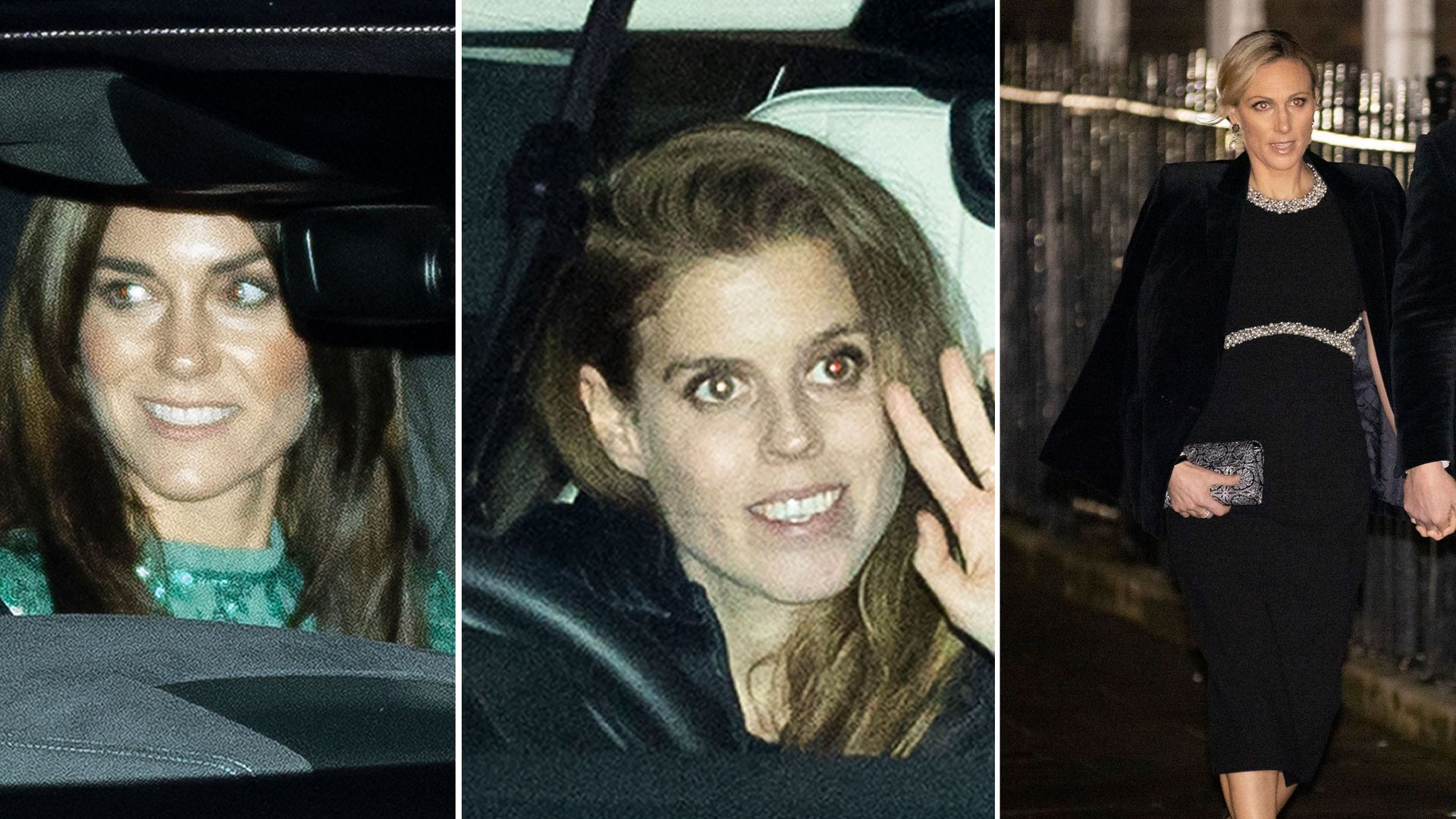 Kate Middleton Zara Tindall and Princess Beatrice attend King