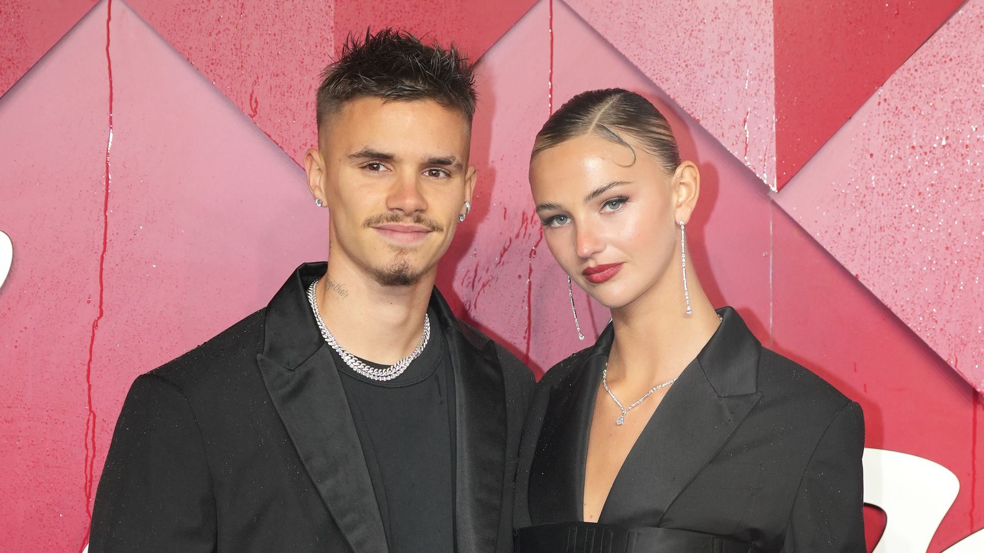 Romeo Beckham and Mia Regan at the Fashion Awards 2023