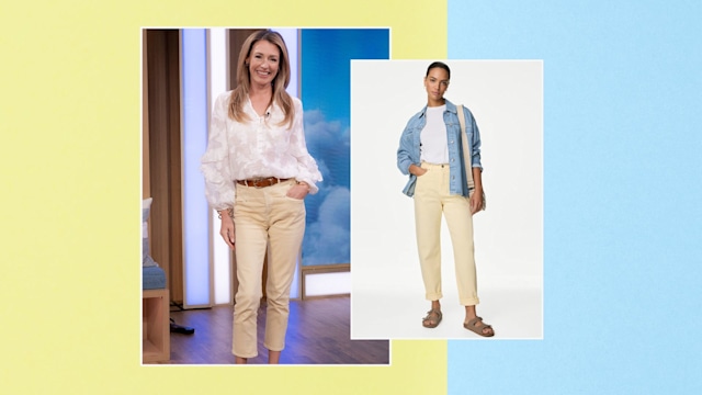 split image cat deeley in yellow jeans 