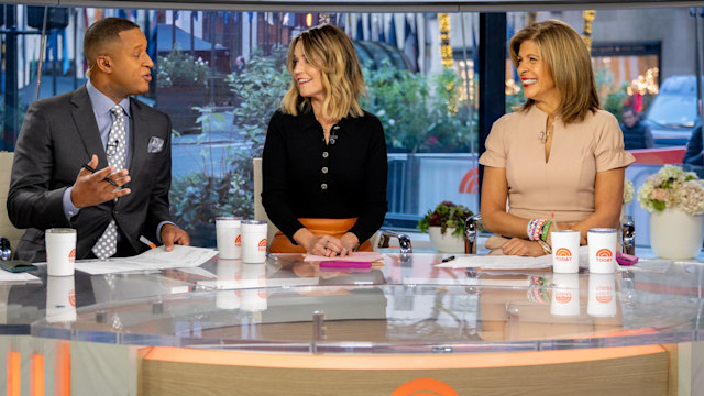 Hoda Kotb and Savannah Guthrie with Craig Melvin in the Today Show studios 