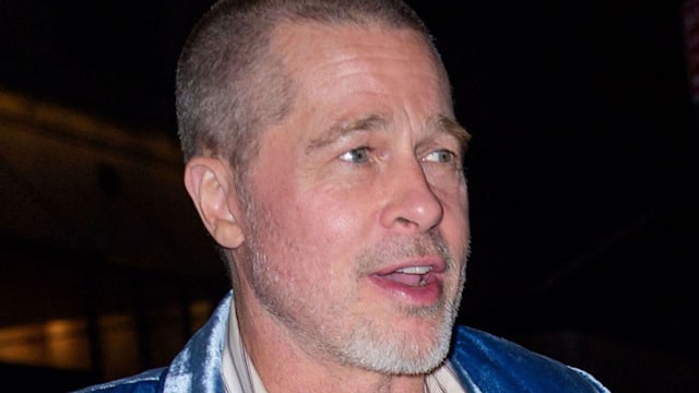 Brad Pitt and Ines de Ramon in New York wearing velvet blazer