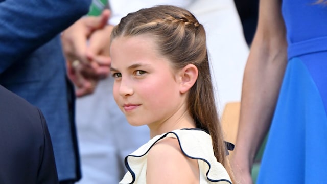 LONDON, ENGLAND - JULY 13: Princess Charlotte of Wales attends day fourteen of the Wimbledon Tennis Championships at the All England Lawn Tennis and Croquet Club at All England Lawn Tennis and Croquet Club on July 13, 2025 in London, England. (Photo by Karwai Tang/WireImage)