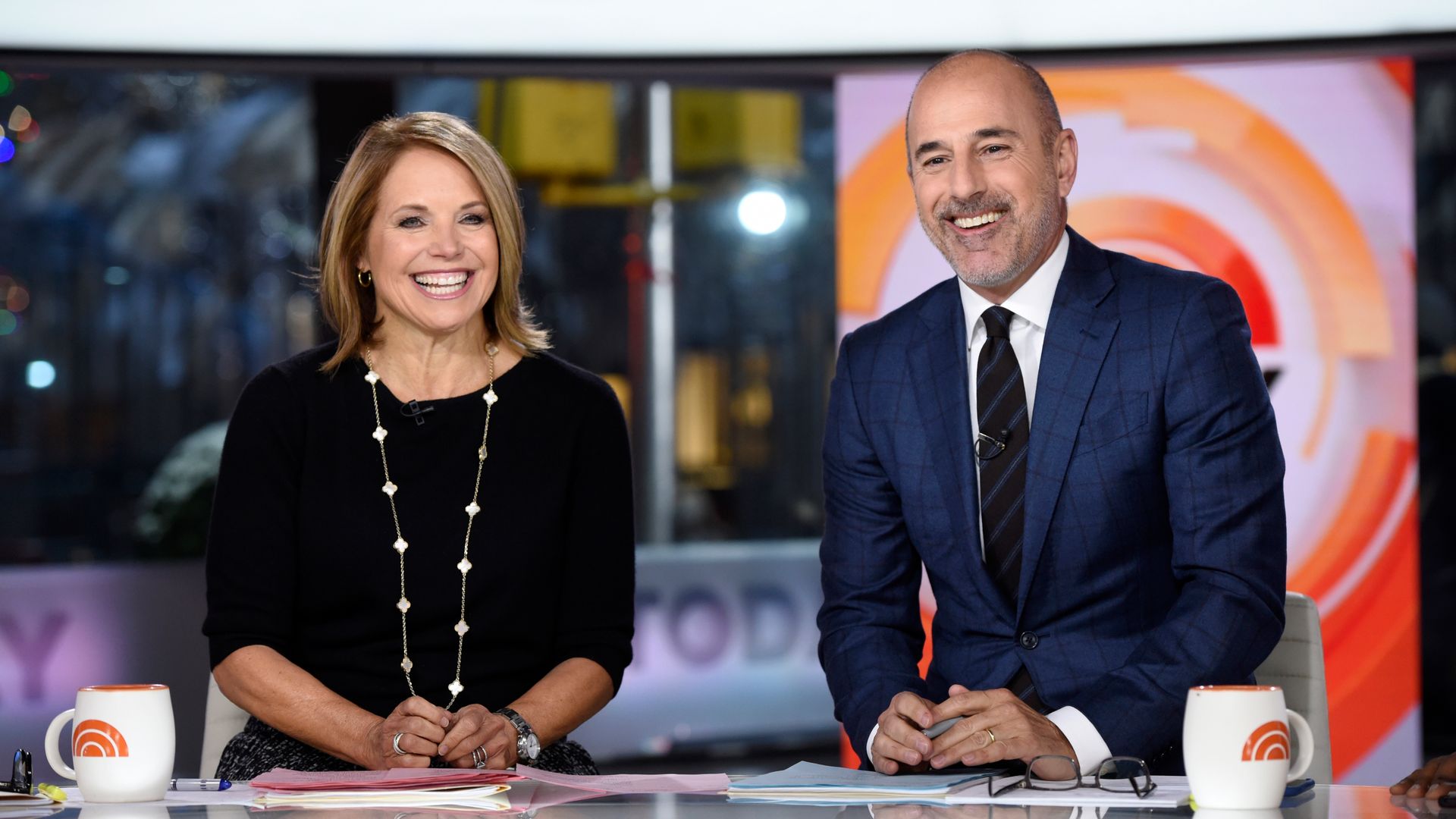 Matt Lauer's 20th Anniversary Celebration -- Pictured: (l-r) Katie Couric and anchor Matt Lauer on Friday, January 6, 2017