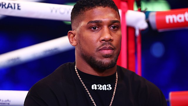 Anthony Joshua is interviewed ringside at Etihad Arena 