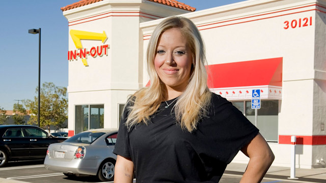 In-In-Out Burger CEO Lynsi Torres shown outside the new restaurant in Rancho Santa Margarita, Calif. on Wednesday, February 13, 2013. Lynsi Torres, the CEO, President, and first granddaughter to In-N-Out will be at the grand opening of the In-In-Out in Rancho Santa Margarita, Calif.. Torres, the 30-year-old was recently named the youngest female billionaire in the U.S.