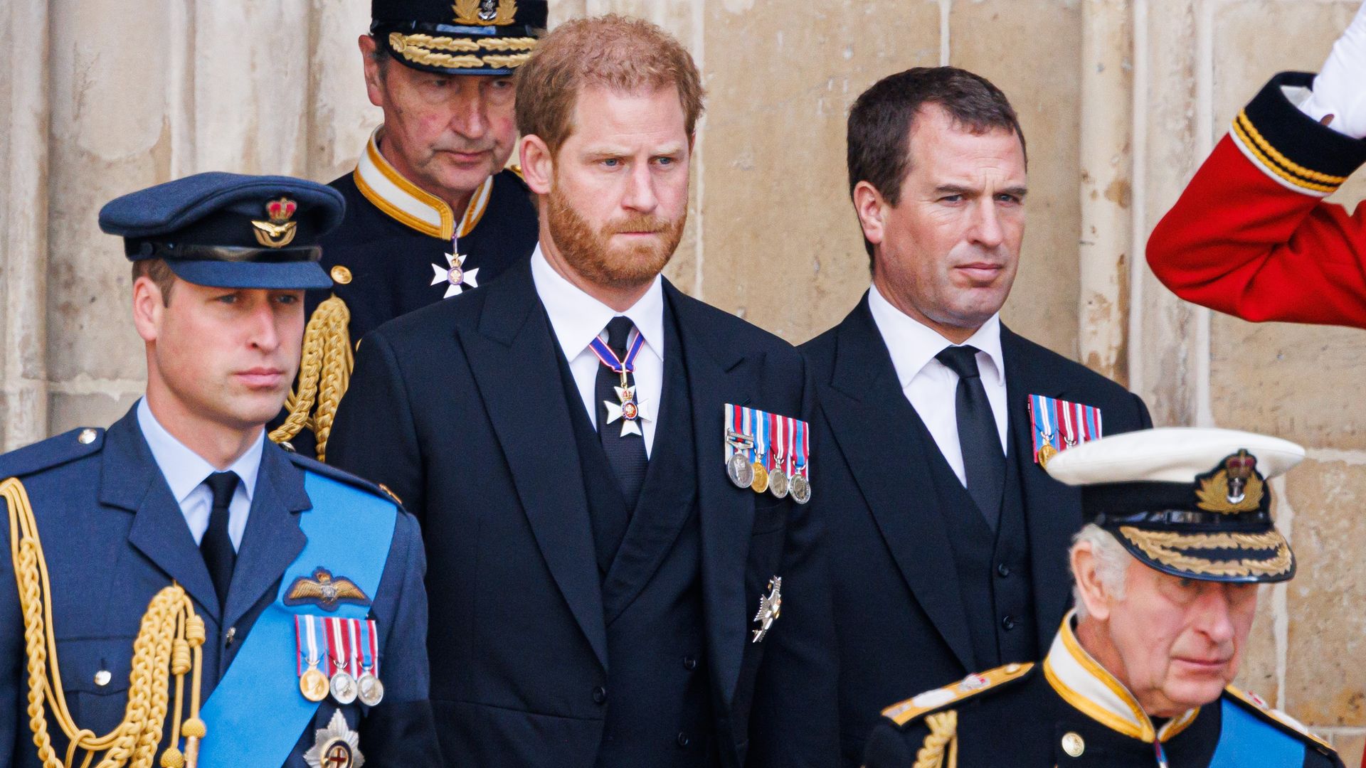 Prince Harry with Prince Williama and King Charles