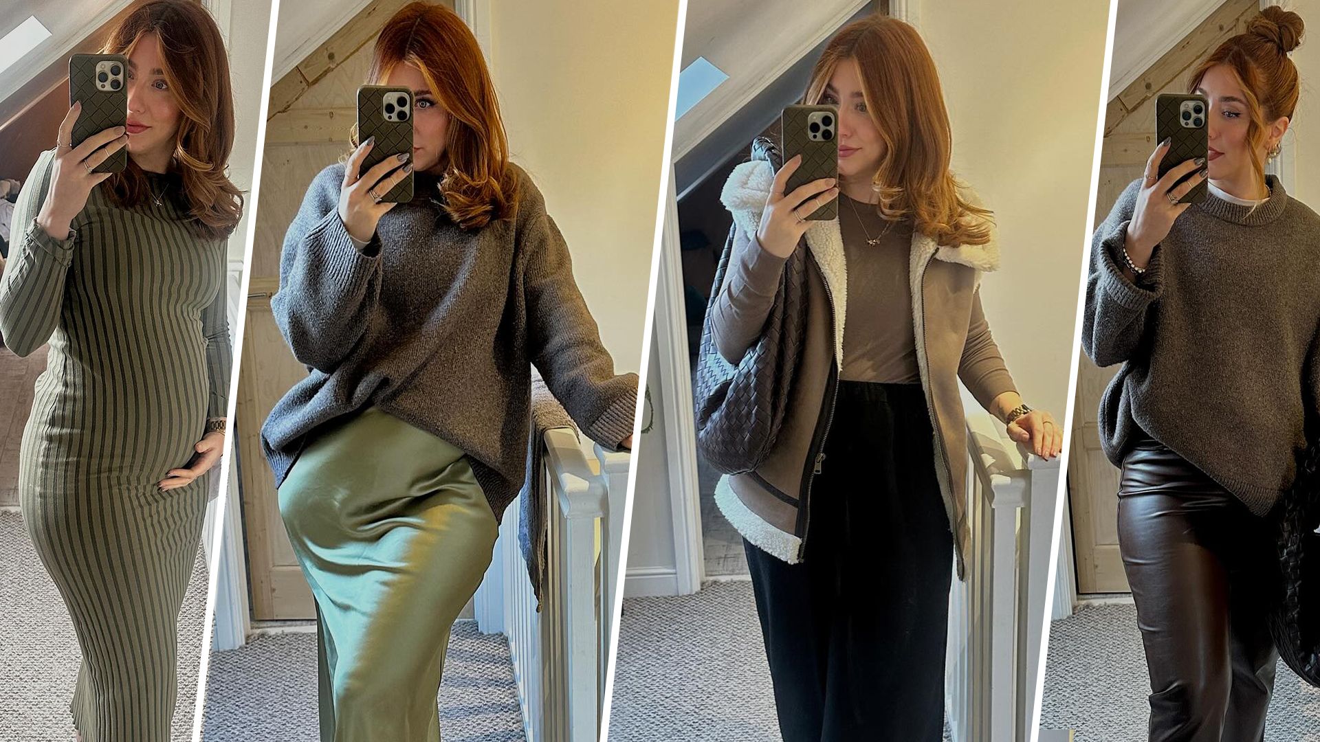 Split screen photo of influencer in outfits