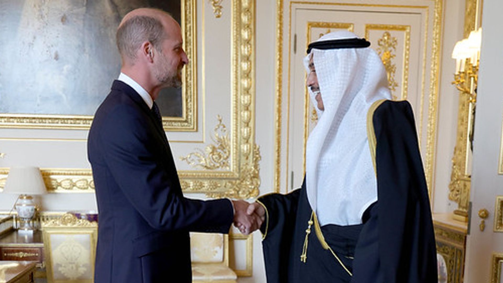 Windsor, UK. The Prince of Wales receives His Highness Sheikh Sabah Al-Sabah, Crown Prince of Kuwait at Windsor Castle.