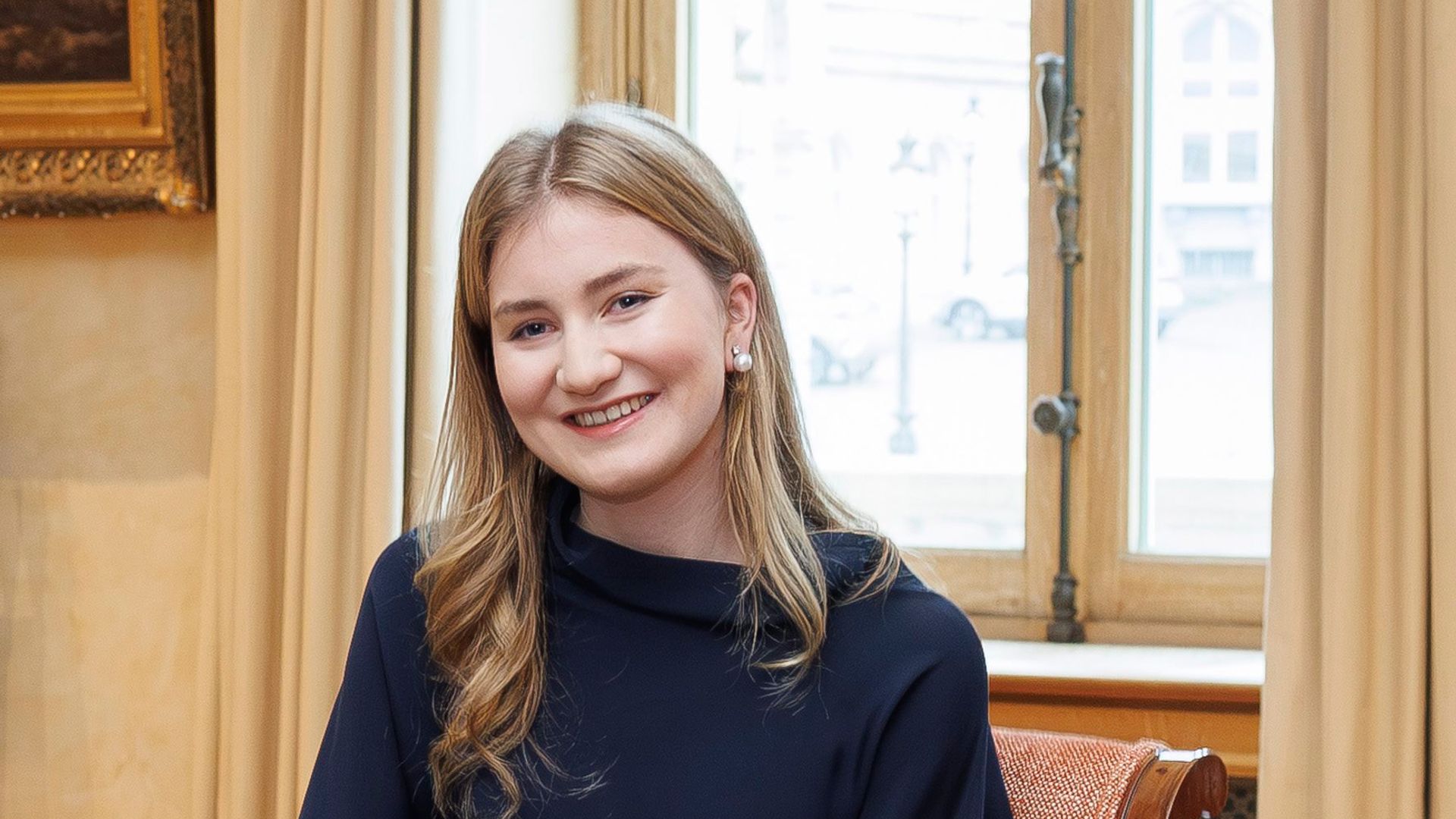 Princess Elisabeth smiling during audience with European Union leaders