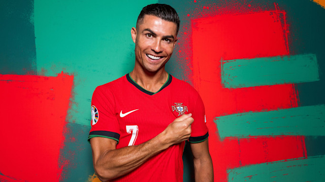 Cristiano Ronaldo in a red football shirt