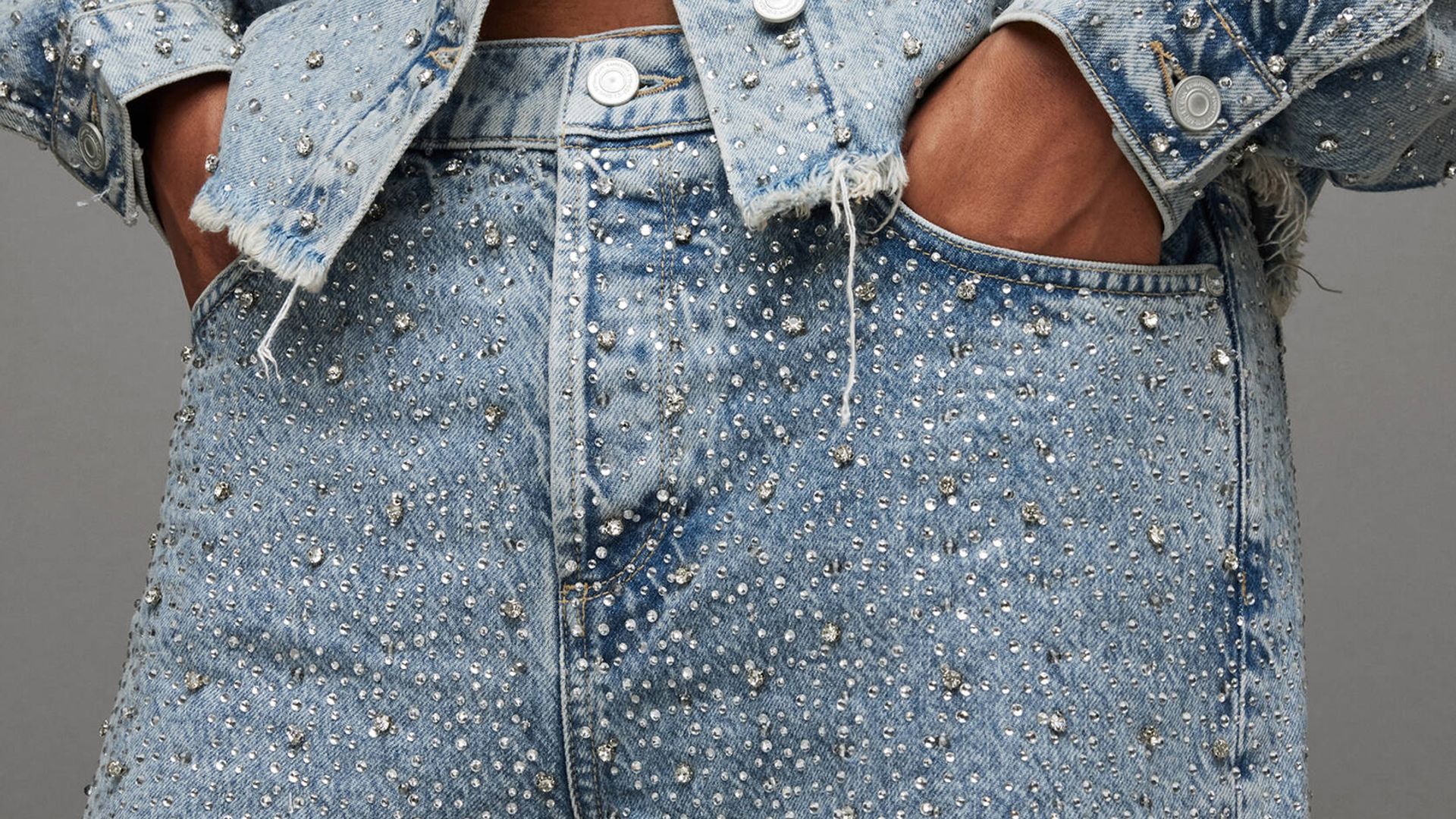 Wendel Crystal Embellished Wide Jeans - AllSaints