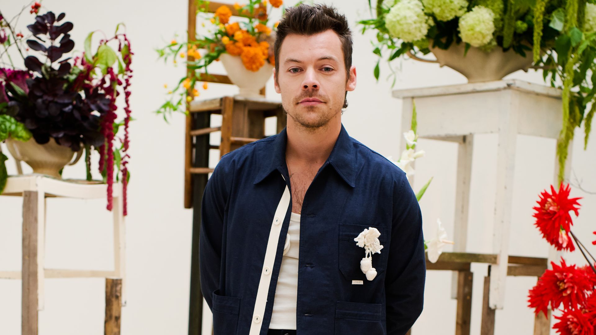 harry styles in blue suit