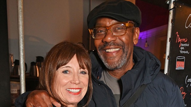 Lenny Henry and Lisa Makin at the press night after party for "Shifters" at The Bush Theatre on February 23, 2024