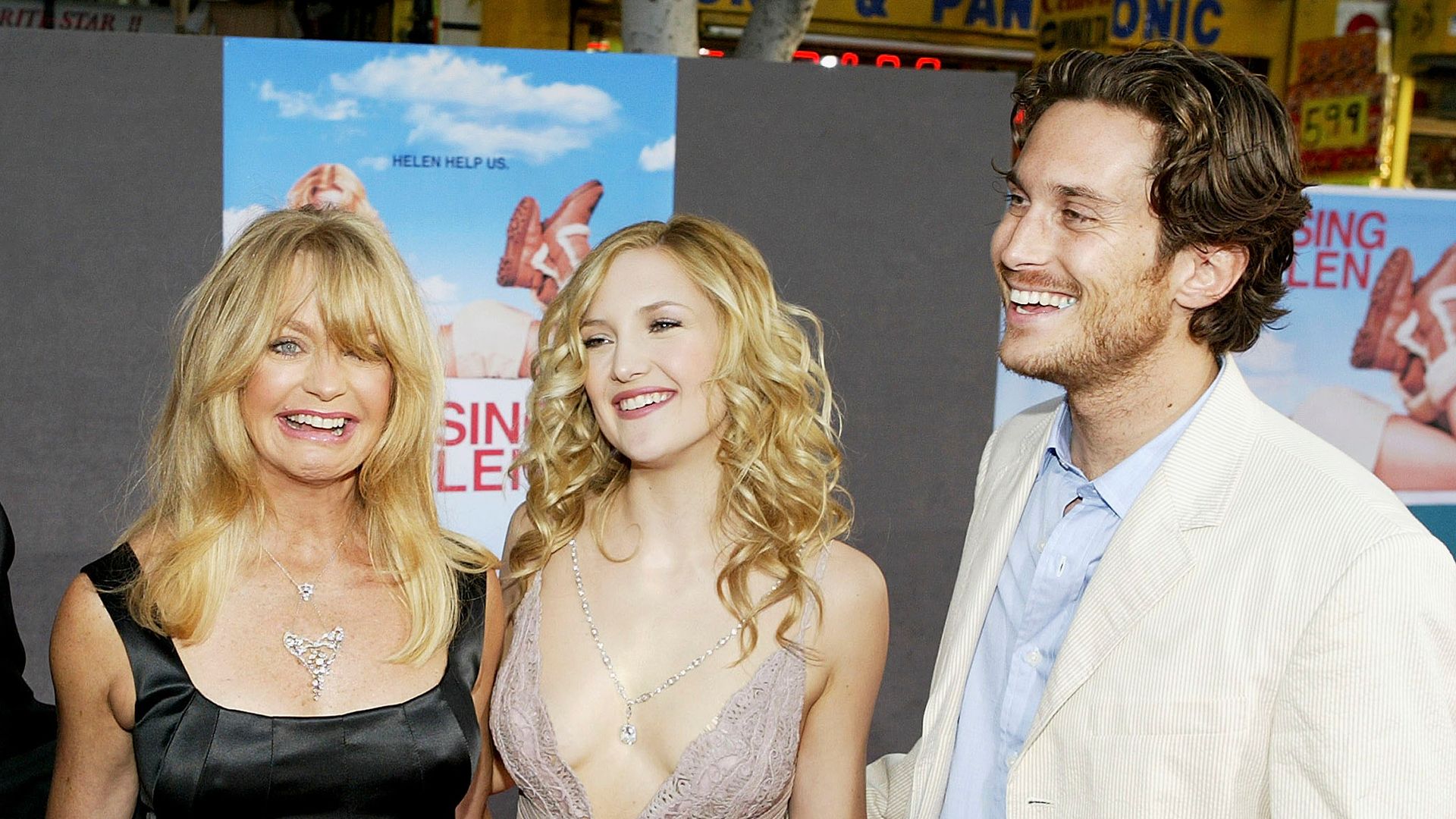 Kurt Russell, his partner, actress Goldie Hawn, and her children, actress Kate Hudson and actor Oliver Hudson, attend the film premiere of the romantic comedy "Raising Helen"