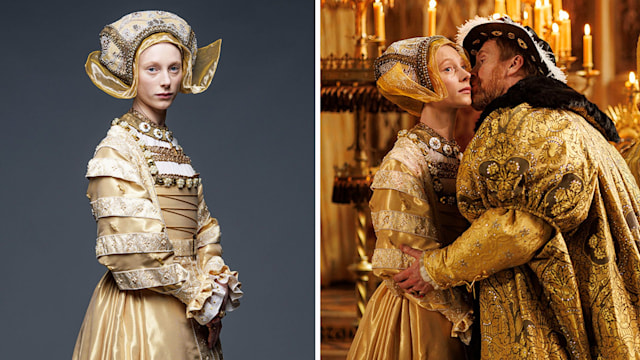 Anne of Cleves (DANA HERFURTH), Henry VIII (DAMIAN LEWIS) in Wolf Hall