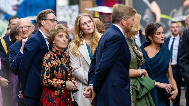 King Willem-Alexander and Queen Maxima of the Netherlands with Princess Amalia of the Netherlands, Queen Letizia of Spain and Princess Margriet