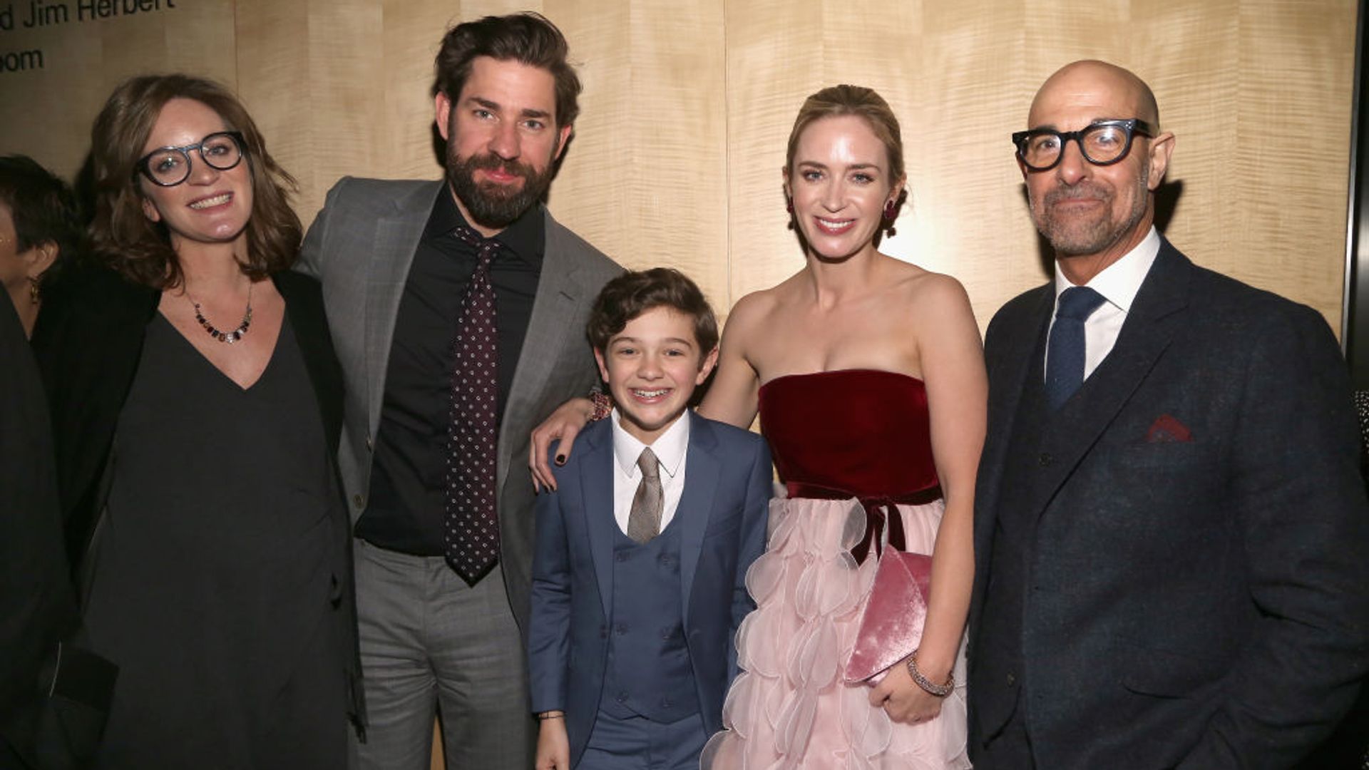 Stanley Tucci with Emily Blunt, John Krasinski and Felicity Blunt at the premiere of A Quiet Place