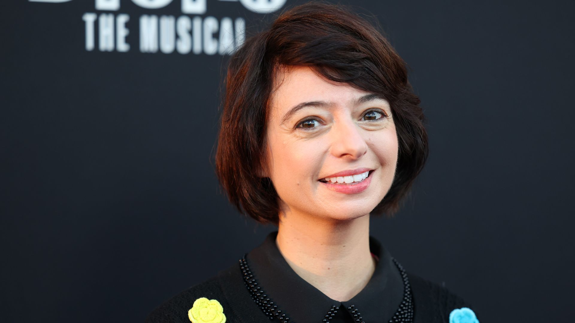 Kate Micucci attends the Los Angeles premiere of A24's "Dicks: The Musical" at Fine Arts Theatre on September 18, 2023 in Beverly Hills, California