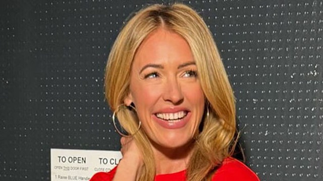 Cat Deeley wearing red dress on this Morning