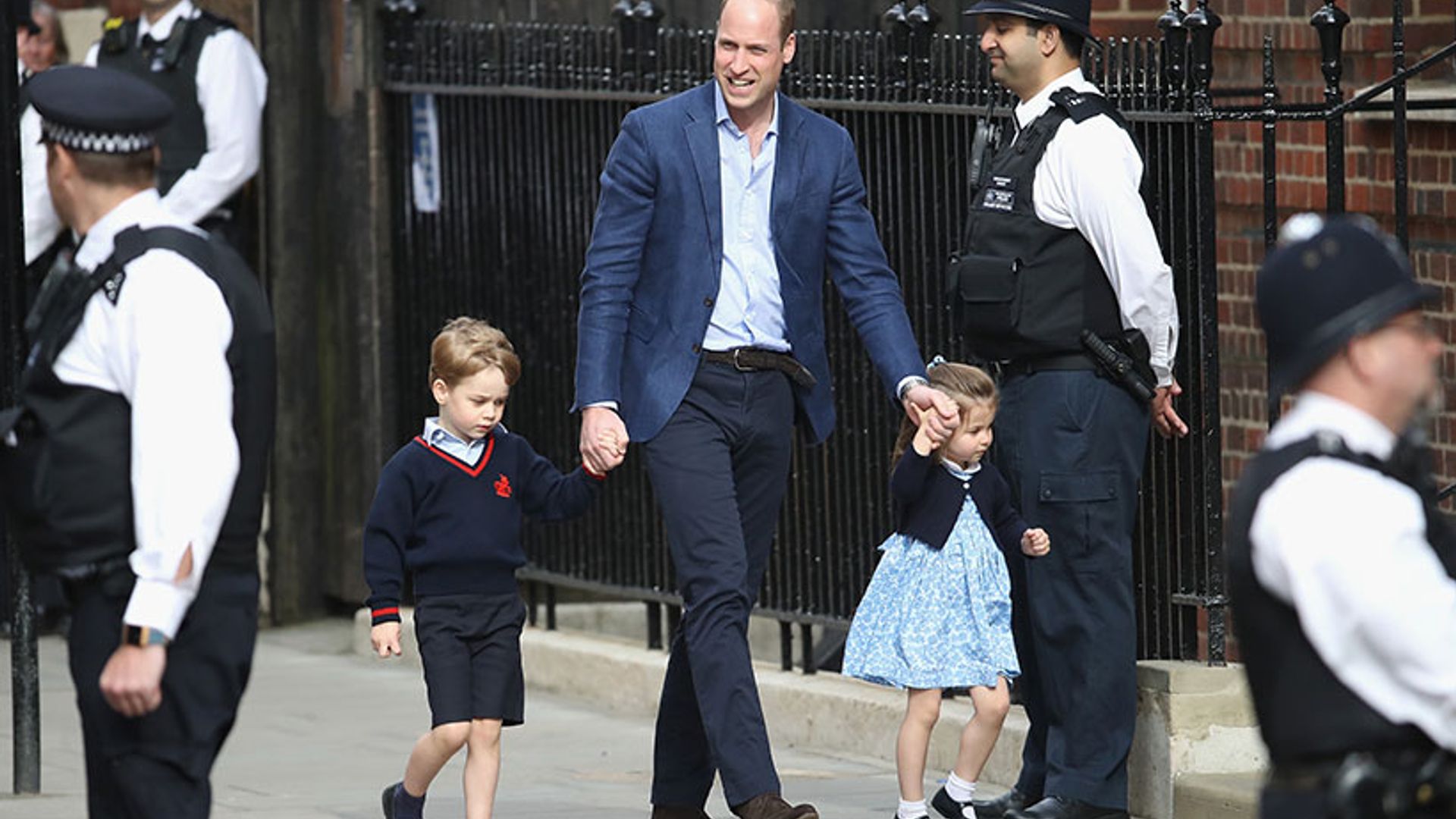 Prince George and Princess Charlotte arrive to meet their new baby brother