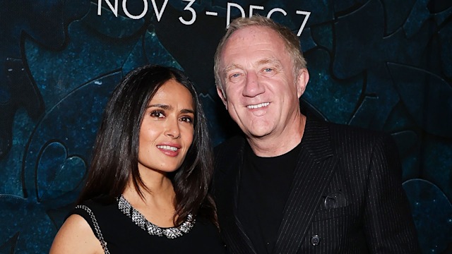 Salma Hayek and Francois-Henri Pinault attend the opening reception for Sami Hayek's show: FREQUENCY at Christie's Beverly Hill