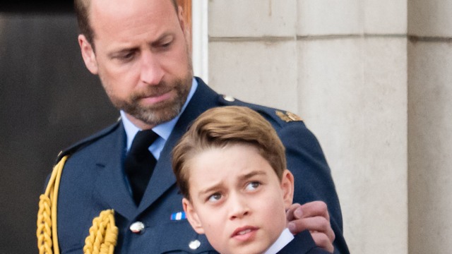 Prince William and Prince George watch the flypast