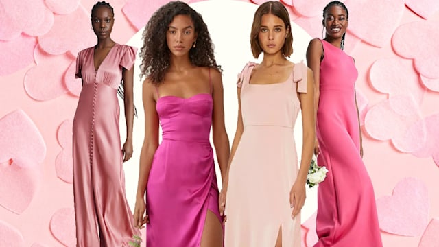 collage pink bridesmaid dresses 