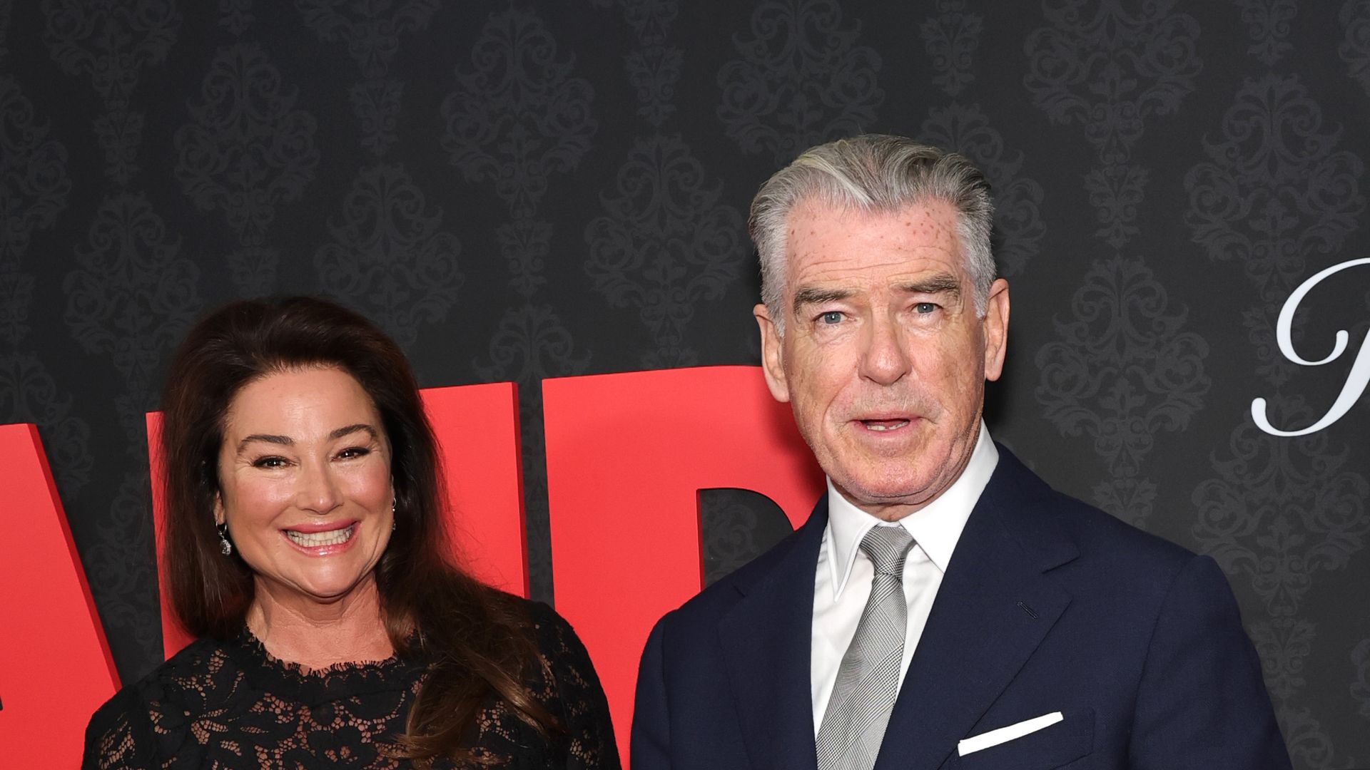 Keely Shaye Smith and Pierce Brosnan attend the "MobLand" New York Premiere